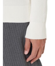 TOMMY HILFIGER TH Pull &agrave; col rond en nid d'abeille p&eacute;tale d'ivoire - Pulls pour hommes - 4