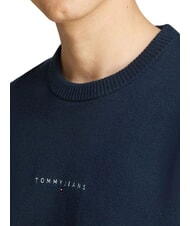 TOMMY HILFIGER TH JEANS Pull &agrave; col rond avec logo brod&eacute; marine nuit noire - Pulls pour hommes - 3