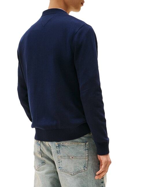TH JEANS Pull en coton &agrave; col rond marine nuit noire - Pulls pour hommes