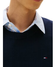 TOMMY HILFIGER TH JEANS Pull en coton &agrave; col rond marine nuit noire - Pulls pour hommes - 3
