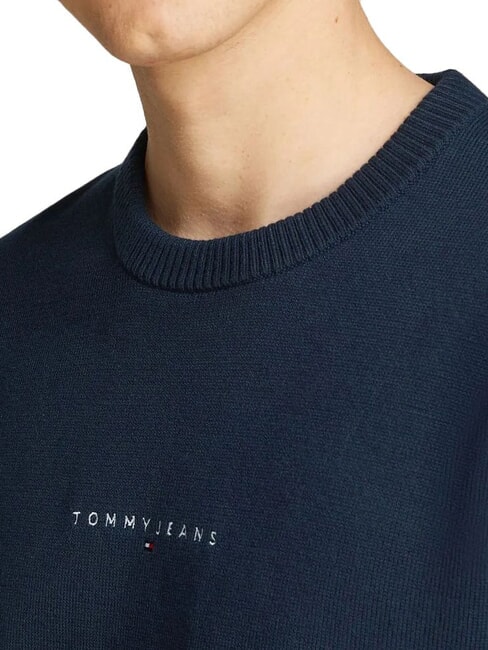TH JEANS Pull &agrave; col rond avec logo brod&eacute; marine nuit noire - Pulls pour hommes