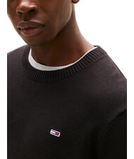 TOMMY HILFIGER TH JEANS Pull en coton &agrave; col rond noir - Pulls pour hommes - 3