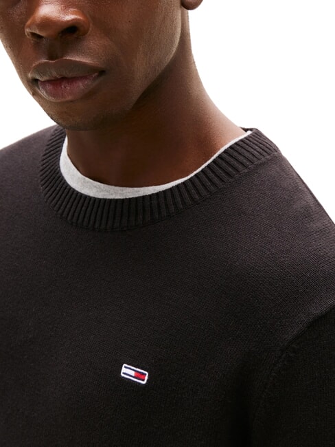TH JEANS Pull en coton &agrave; col rond noir - Pulls pour hommes