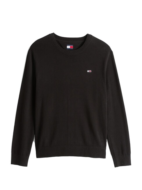 TH JEANS Pull en coton &agrave; col rond noir - Pulls pour hommes