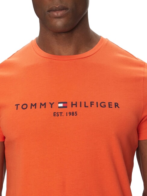 TH T-shirt &agrave; manches courtes avec imprim&eacute; logo orange &eacute;clatant - T-shirt
