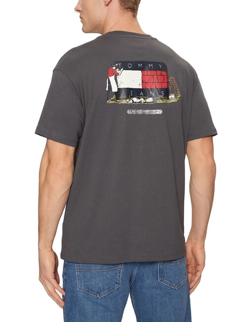 TH JEANS T-shirt &agrave; manches courtes coupe d&eacute;contract&eacute;e noir lav&eacute; - T-shirt