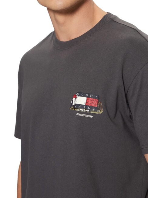 TH JEANS T-shirt &agrave; manches courtes coupe d&eacute;contract&eacute;e noir lav&eacute; - T-shirt