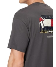 TOMMY HILFIGER TH JEANS T-shirt &agrave; manches courtes coupe d&eacute;contract&eacute;e noir lav&eacute; - T-shirt - 4