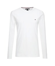 TOMMY HILFIGER TH T-shirt &agrave; manches longues en coton stretch blanc - T-shirt - 4