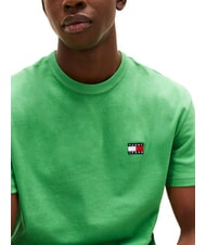 TOMMY HILFIGER TH JEANS T-shirt &agrave; manches courtes avec logo brod&eacute; vert c&ocirc;tier - T-shirt - 3