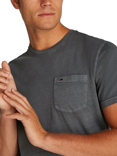 TH JEANS T-shirt &agrave; manches courtes avec poche noir lav&eacute; - T-shirt