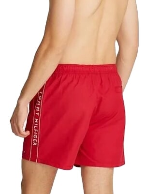 TH Boxer de bain avec logo lat&eacute;ral rouge moyen - Maillots de bain
