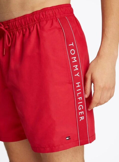 TH Boxer de bain avec logo lat&eacute;ral rouge moyen - Maillots de bain