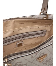 GUESS NOELLE 2 Sac cabas bandouli&egrave;re imprim&eacute; logo 4G logo taupe fonc&eacute; - Sacs pour Femme - 4