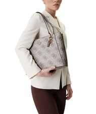 GUESS NOELLE 2 Sac cabas bandouli&egrave;re imprim&eacute; logo 4G logo taupe fonc&eacute; - Sacs pour Femme - 5