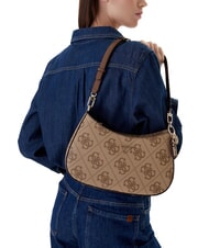 GUESS NOELLE 2 Sac bandouli&egrave;re imprim&eacute; logo 4G logo latte / marron - Sacs pour Femme - 5