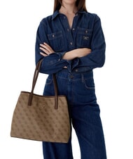 GUESS VICTTORIA 2 Sac cabas port&eacute; &eacute;paule, avec pochette logo latte / marron - Sacs pour Femme - 6