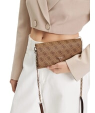 GUESS NOELLE 2 Mini sac bandouli&egrave;re logo latte / marron - Sacs pour Femme - 5