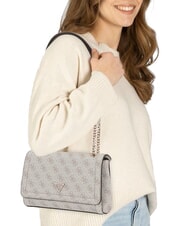 GUESS NOELLE 2 Sac convertible &agrave; rabat logo taupe fonc&eacute; - Sacs pour Femme - 4