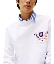TOMMY HILFIGER TH Sweat-shirt en coton &agrave; col rond avec embl&egrave;me blanc - Pulls molletonn&eacute;s - 3