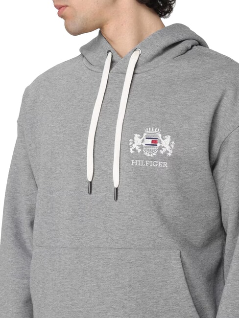 TH Sweat &agrave; capuche avec &eacute;cusson chin&eacute; gris moyen - Pulls molletonn&eacute;s