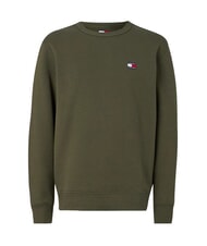 TOMMY HILFIGER TH JEANS Sweat-shirt en coton &agrave; col rond vert fatigue - Pulls molletonn&eacute;s - 4