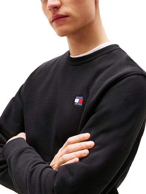 TH JEANS Sweat-shirt en coton &agrave; col rond noir - Pulls molletonn&eacute;s