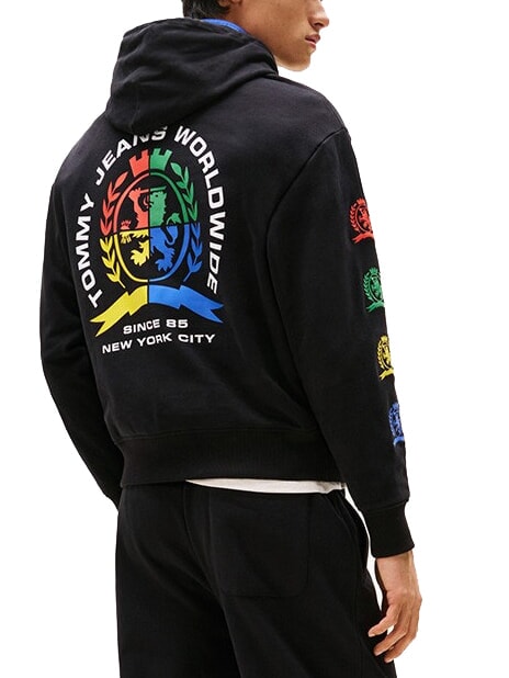 TH JEANS Sweat-shirt en coton imprim&eacute; noir - Pulls molletonn&eacute;s