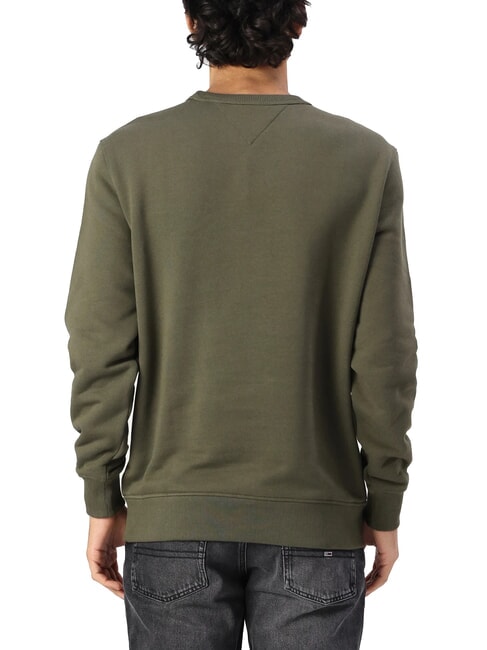 TH JEANS Sweat-shirt en coton &agrave; col rond vert fatigue - Pulls molletonn&eacute;s
