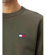 TOMMY HILFIGER TH JEANS Sweat-shirt en coton &agrave; col rond vert fatigue - Pulls molletonn&eacute;s - 3
