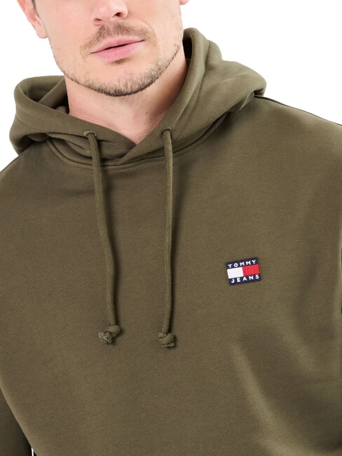 TH JEANS Sweat &agrave; capuche avec &eacute;cusson drapeau vert fatigue - Pulls molletonn&eacute;s