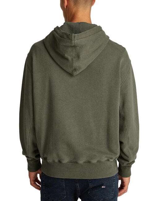 TH JEANS Sweat &agrave; capuche avec logo brod&eacute; vert fatigue - Pulls molletonn&eacute;s