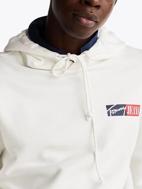 TH JEANS Sweat &agrave; capuche en coton &eacute;cru - Pulls molletonn&eacute;s