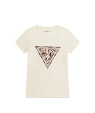 GUESS LEO TRIANGLE T-shirt &agrave; manches courtes blanc perle - T-shirt - 4