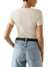 GUESS LEO TRIANGLE T-shirt &agrave; manches courtes blanc perle - T-shirt - 2