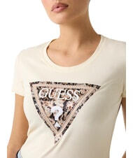 GUESS LEO TRIANGLE T-shirt &agrave; manches courtes blanc perle - T-shirt - 3