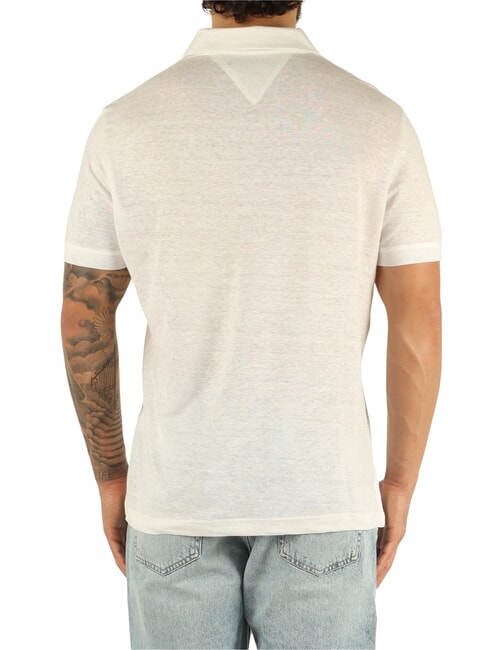 TH polo en lin &agrave; manches courtes blanc - chemise polo