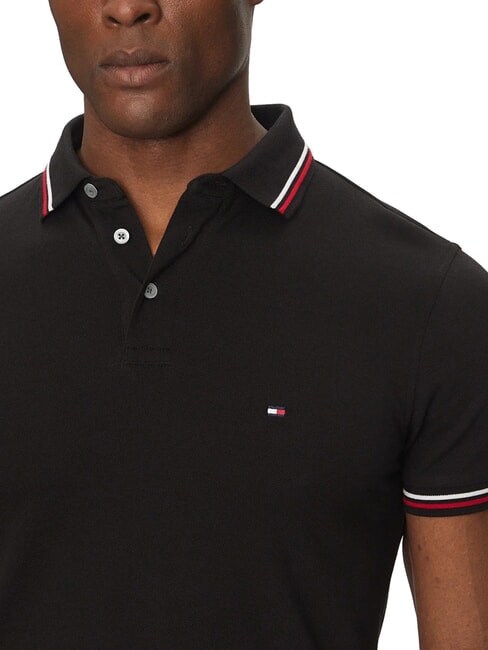 TH TIPPED polo &agrave; manches courtes coupe ajust&eacute;e noir - chemise polo