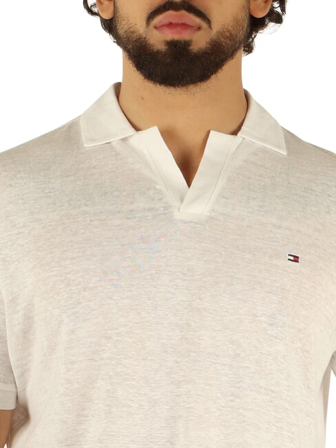 TH polo en lin &agrave; manches courtes blanc - chemise polo