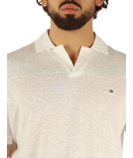 TOMMY HILFIGER TH polo en lin &agrave; manches courtes blanc - chemise polo - 3