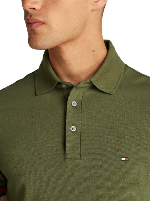 TH Polo &agrave; manches courtes avec logo &eacute;lastique vert arm&eacute;e - chemise polo