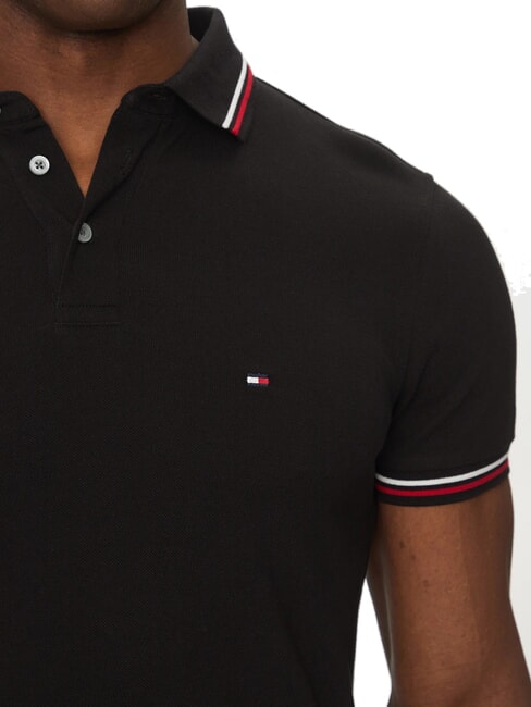 TH TIPPED polo &agrave; manches courtes coupe ajust&eacute;e noir - chemise polo