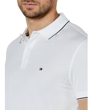 TOMMY HILFIGER TH polo &agrave; manches courtes avec passepoil blanc - chemise polo - 3