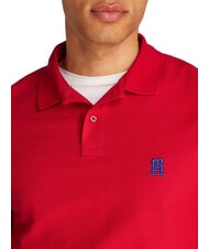 TOMMY HILFIGER TH Polo &agrave; manches courtes avec broderie monogramme rouge moyen - chemise polo - 3