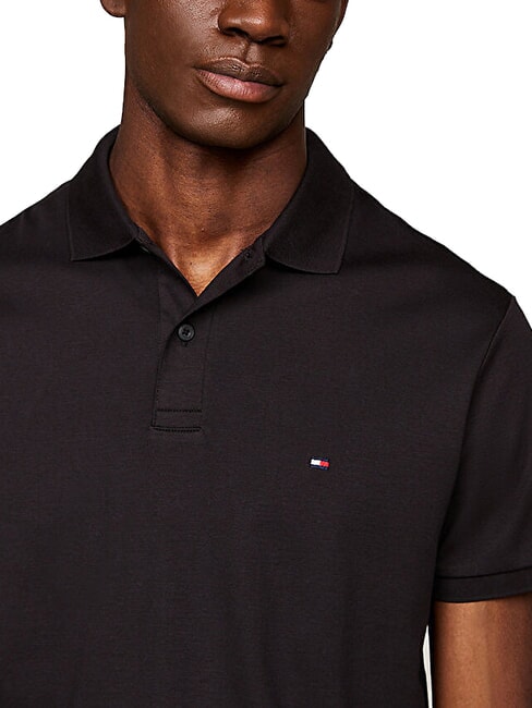 TH Polo &agrave; manches courtes avec ruban au col noir - chemise polo