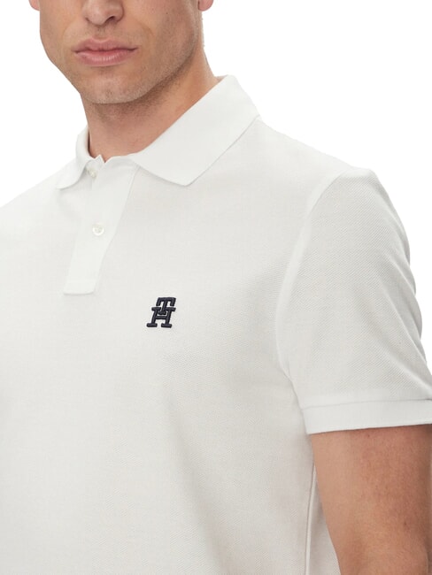 TH Polo &agrave; manches courtes avec broderie monogramme blanc - chemise polo