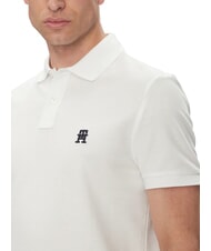 TOMMY HILFIGER TH Polo &agrave; manches courtes avec broderie monogramme blanc - chemise polo - 3