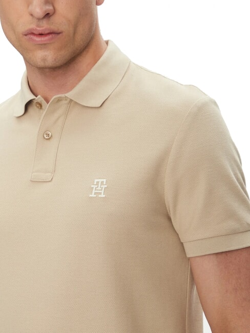 TH Polo &agrave; manches courtes avec broderie monogramme santal - chemise polo