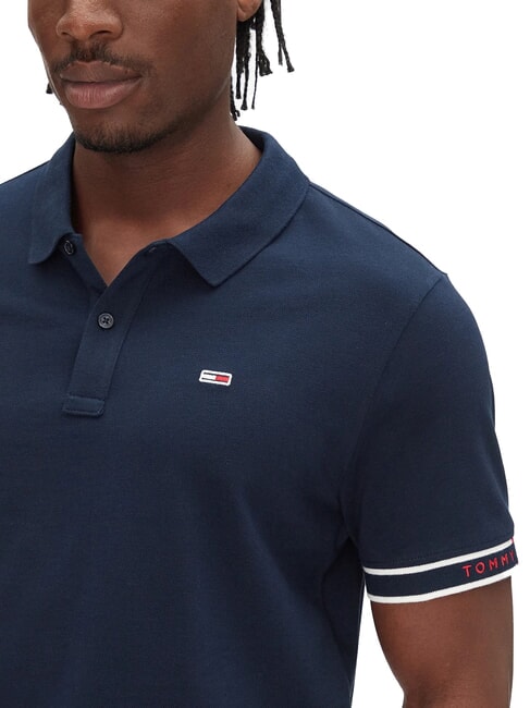 TH JEANS Polo &eacute;lastique &agrave; manches courtes avec logo marine nuit noire - chemise polo
