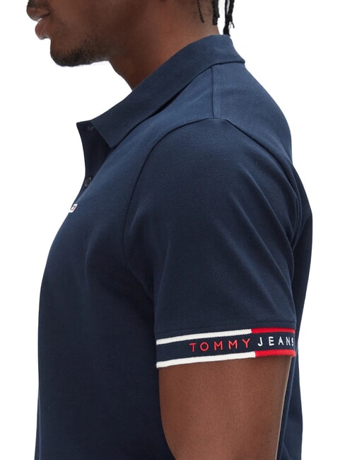 TH JEANS Polo &eacute;lastique &agrave; manches courtes avec logo marine nuit noire - chemise polo